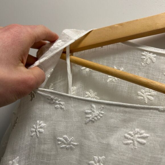 MANSUR GAVRIEL Floral Embroidered Linen Blend Dress In White Size 38 - Picture 8 of 10